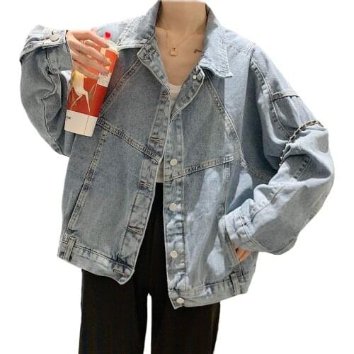2021 Female Spring Autumn Casual Cowboy jacket womens Denim Jacket Coat Cardigan Loose Streetwear Style Jeans Outwear Oversize