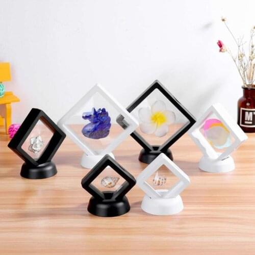 Square 3D Floating Jewelry Coin Display Frame Holder Box Case Stand Home Decorations