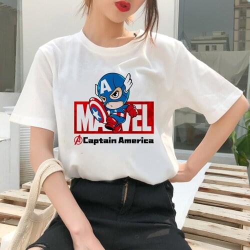 Marvel Roupas Femininas Tumblr Cute Fashion Captain America Print T Shirt Women The Avengers Super Hero High Street Lady Tshirt
