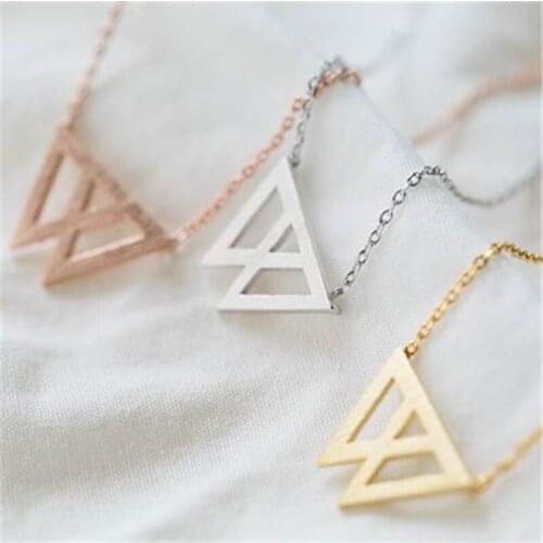 Fashion Triangle Pendant Like Mountain Necklace Three Color Optional