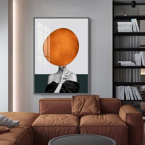 Fashion Colorful Balloon Woman Canvas Painting Modern Abstract Black White Figure Wall Art Poster Picture Living Room Home Decor