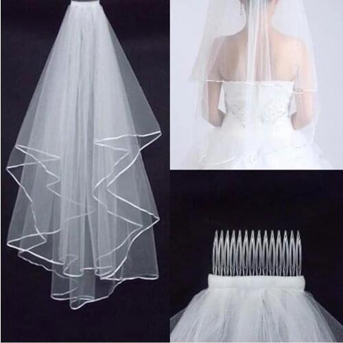 Real Garden Veils Shoulder-Length With Comb High Quality White Veils for Wedding