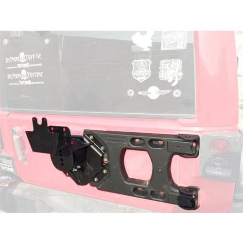 HD Hinged Spare Tire Carrier Adjustable Aluminum Mounting Kit Black For Jeep JK Wrangler 2007-2016