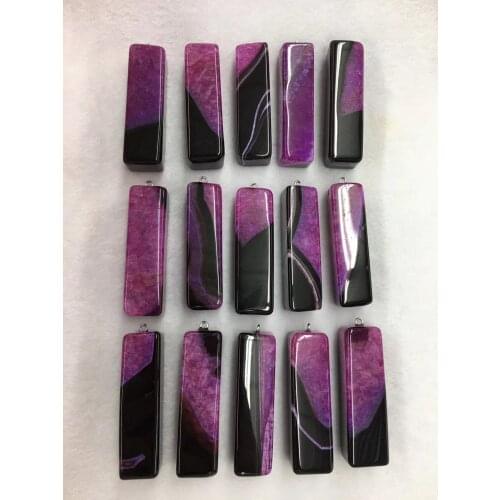 Wholesale Price 10pcs/Pack Natural Multi Quartz Agates Bead Pendant,17x60mm Square Tubes Pendant for Jewelry Necklace DIY