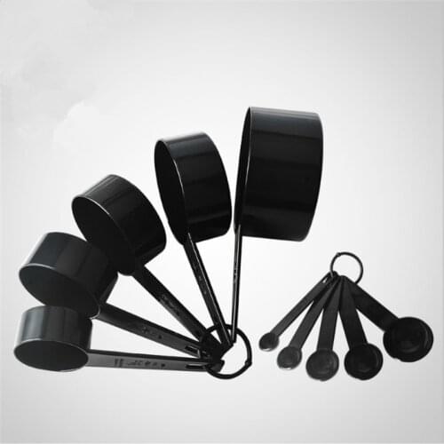 Plastic Black Measuring Cups Measuring Spoons Scale Kitchen Cooking Tools Measuring Set for Baking Coffee Sugar Salt for Home