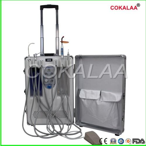COKALAA Design Portable Dental Unit with Built in Ultrasonic Scaler & Oiless Air Compressor Motor for Dental Hospital, Clinics