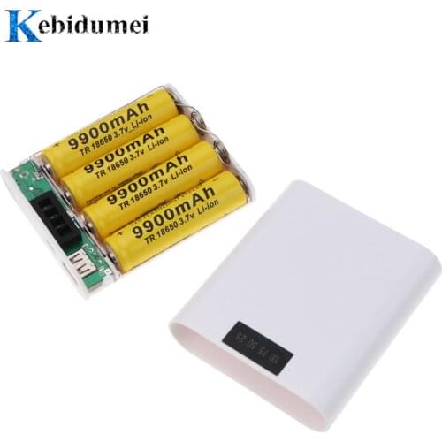 Kebidumei USB LED Portable Power Bank Case Box 4 * 18650 DIY Display Battery Charger Display Screen Charge for iPhone Android