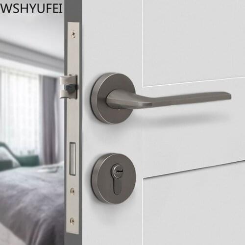 Simple Indoor Bedroom Door Lock Black Pure Copper Split Lock Villa Home Luxury Mute Anti-theft Lock Core Furniture Hardware