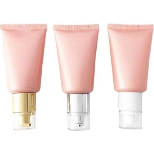 60ML Empty Pearl Pink PE Plastic Cosmetic Squeeze Tube White Gold Silver Airless Pump Skin Care Sunscreen Lotion Bottle 30pieces