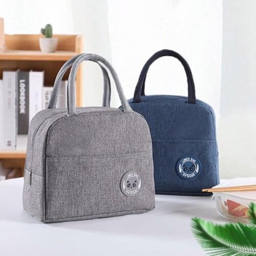 QLunch Bag for Picnic Travel Oxford Aluminum film Pure Color Insulation Package Portable Breakfast Food Box Waterproof
