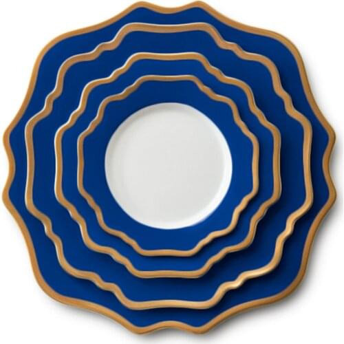 Retro Marble Gilt Plate Dishes and Plates Sets Ceramic Tableware Dishes Nordic West Plate Steak Dish Household Fruit Dessert