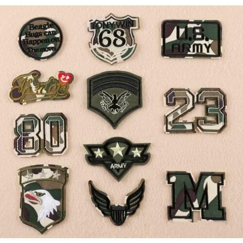 DIY Soldier Army Style Iron On Patches For Clothing Embroidery Badge Fabric Transfers Badge Applique Stickers Jeans Decoration