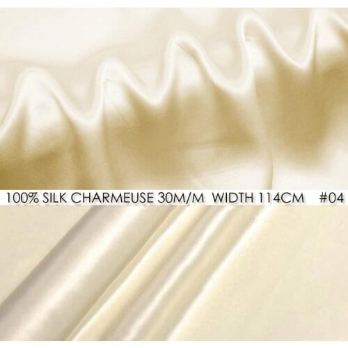 CISULI SILK CHARMEUSE SATIN Fabric 114cm width 30 momme 100% Natural Thick Silk Fabric for Dress and Vestidos-NO 04 Champagne