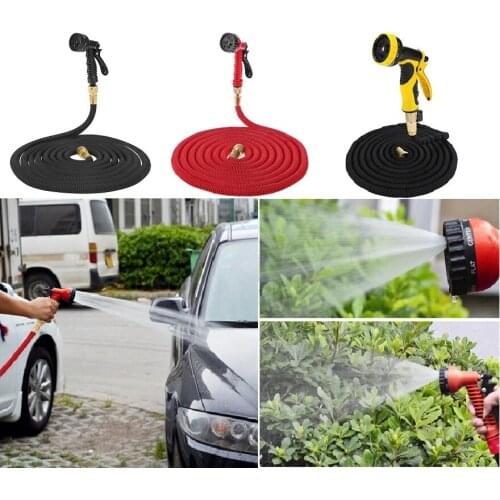 25FT-100FT Garden Hose Expandable Magic Rubber Flexible Water Plastic Hoses Pipe Spray Gun Outdoor Garden Watering
