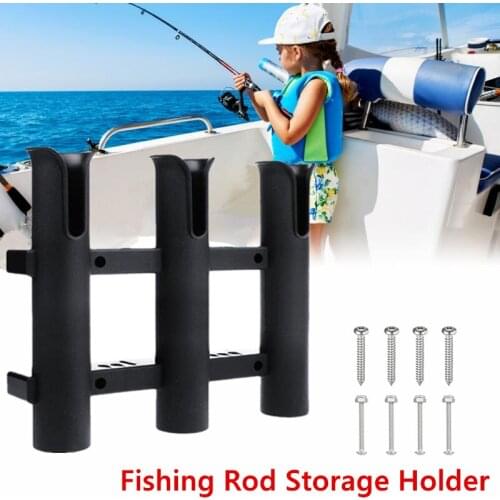 Three Tube Fishing Rod Holder Outdoor Fishermen Lure Pole Base Fixing Support Stand with Screws