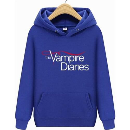 2021 Women Hooded Sweatshirts The Vampire Diaries Hoodies TV Series Solid Color Print Streetwear Hoodie Pullover Tops Coat