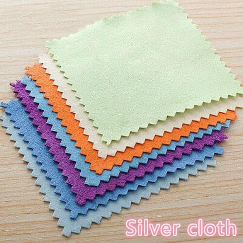 10pcs 8x8cm Silver Jewelry Polishing Cleaning Wiping Cloth Soft Clean Bags Individual Packing Microfiber Suede Fabric Material