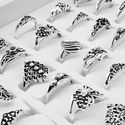 20Pcs Mix style Flower Elegant Alloy Rings Vintage Rings for women Cheap Rings Jewelry Wholesale lots Free SHipping