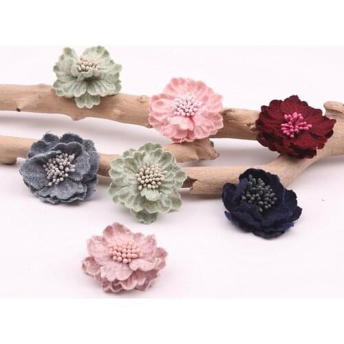 4pcs/lot flower Heads ,Artificial Flowers for Wreath Wedding Decoration Wholesale Handmade Flowers