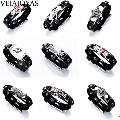 9 Anime Leather Charms Bracelets One Piece N aruto Black Butler Fairy Tail Attack on Titan Death Note LOL Game Bracelets Bangles