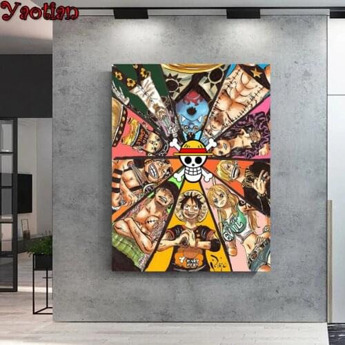 5D Diy Diamond Painting Japanese anime one piece Embroidery Full Drill Square Diamond Mosaic Cross Stitch Wall Sticker Decor