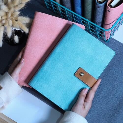 Notebook Stationery Leather Business Meeting Record A5 Paper Dot Line Grid Blank Loose Page Notepad Planner School Agenda Office