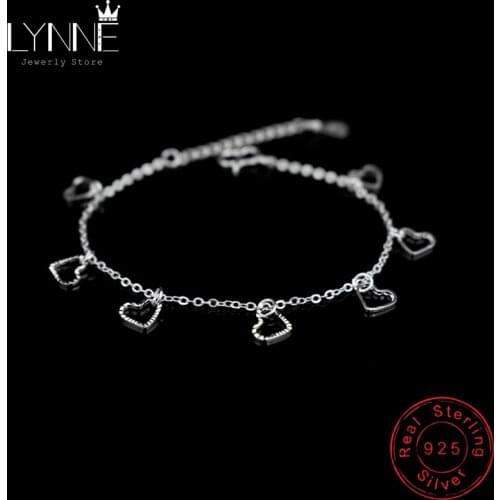 New Fashion Heart Pendant Bracelets Hand Chain Bohemia 925 Sterling Silver Hollow Heart Charm Bracelet Women&Girl Jewelry Gift