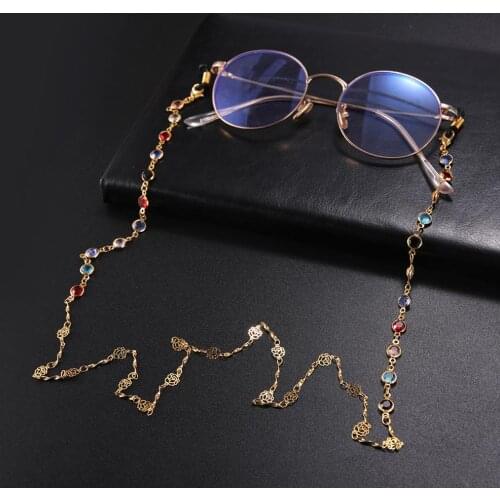 Teamer Eyeglasses Chains Necklace Lanyard Women Fashion Rose Flower Sunglasses Chain Beaded Glasses Cords Strap Eyewear Jewelry
