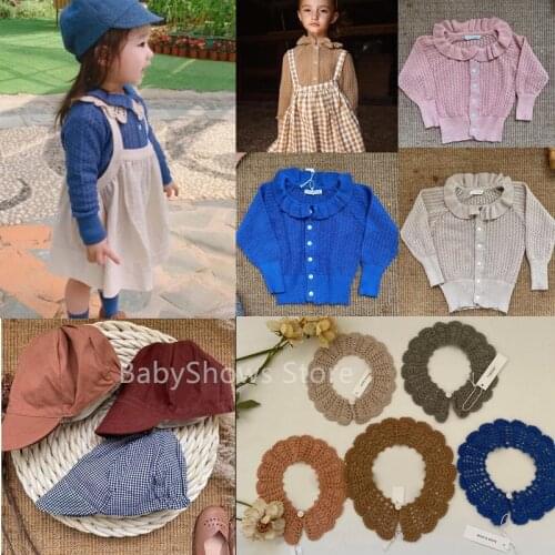 Kids Knitted Sweaters 2021 Autumn Soor Ploom Toddlers Girls Cardigan Cotton Vintage Baby Child Knit Pullover Outwear Knit Top