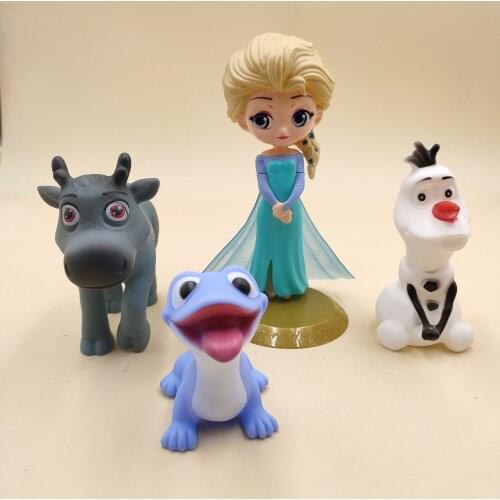 Disney Cartoon Action Toy Figures Cake Decoration Frozen elsa Olaf Fire Spirit toys boys girls princess plastic birthday toys