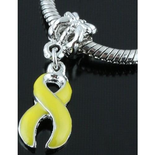 Enamel Yellow Ribbon Shaped Pendants Dripping Oil Spacer Loose Beads Charms For Jewelry Making DIY Necklace Bracelet Accessories