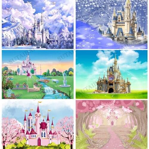 Newborn Princess Baby Shower Birthday Photography Backgrounds Flowers Clouds Rainbow Castle Butterfly Stars Backdrops