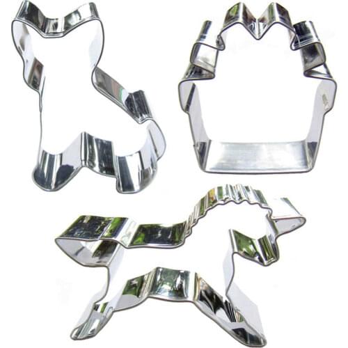 Dogs,Horses, Gift boxes shapes 3 pieces biscuit cutting molds, baking tools, cake decorating soft candy tools