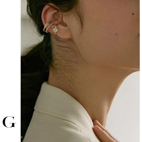 GHIDBK Dainty Layering Cubic Zirconia Asymmetry Cartilage Earrings Minimalist Street Style Ear Cuffs Statment Jewelry Wholesale