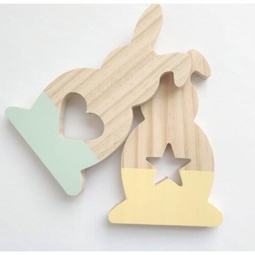 INS Nordic Style Wooden Hollow Star Love Bunny Ornaments For Kids Room Decoration Wood Rabbit Baby Toys Crafts Gifts Photo Props