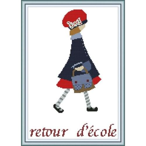 Joy Sunday cross stitch kit Girl with a bag pattern Printed Chinese embroidery needlework fit for descoration as a gift to other