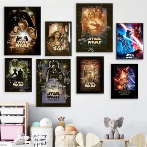 Portrait of Star Wars Canvas Painting Disney Star Wars Retro Movie Posters and Prints Wall Art Pictures for Living Home Decor