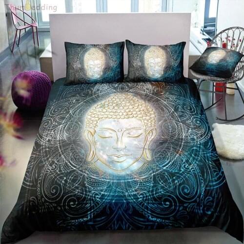 Thumbedding Buddha Head Light 3D Bedding Sets Buddha Digital Printing Twin Full Queen King Duvet Cover Set Single Bed Set