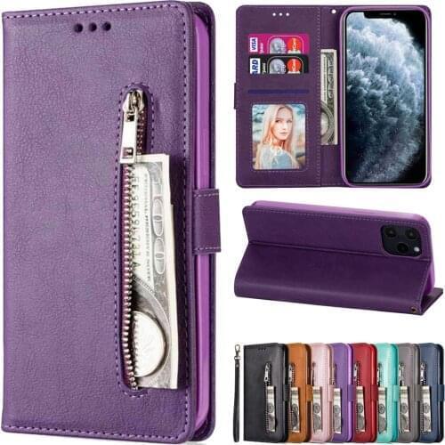 Leather Wallet Case For iPhone 6S 6 7 8 Plus X XR XS Max 11 12 Pro Max 12 Mini SE 2020 Zipper Fashion Flip PU Holder Cover Coque