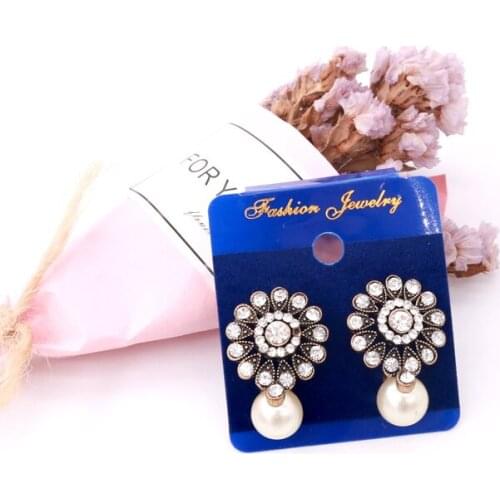 Fashion Newly 100pcs/lot Royal Blue Plastic And Velvet Earrings Display Cards 4.5x5cm Jewelry DIY Ear Studs Packaging Price Tags