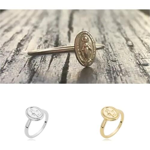 Fashion Popular Virgin Mary Round Rings For Woman Riligious Bague Jewelry Wedding Engagement Gifts