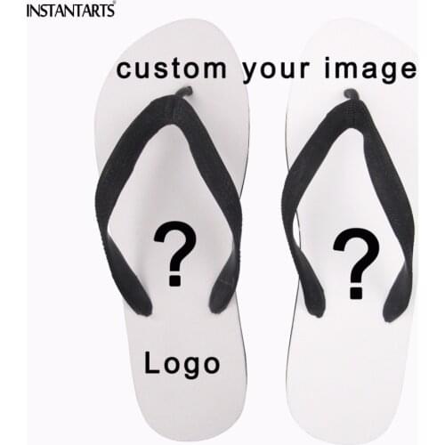 INSTANTARTS Customized Your Logo/Image/Photo Print Man Summer Flips Flops Diy Your Own Design Boys Casual Beach Sandals Slipper