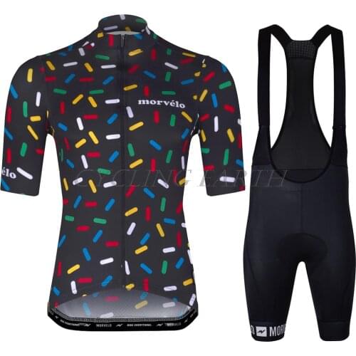 Morvelo Mens Cycling Jersey Clothes Bib Shorts Set 2021 Gel Pad Mountain Cycling Clothing Suits Outdoor Mtb Bike Wear Kit