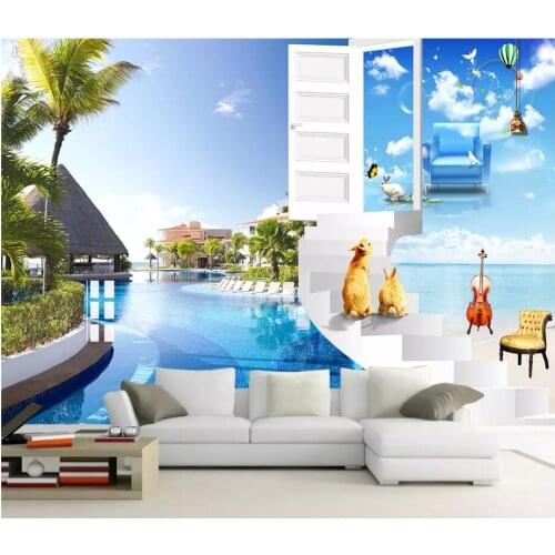 Custom mural 3d photo wallpaper on a wall Mediterranean Sea View TV Sofa Background Wall Home decor 3d wall murals wallpaper