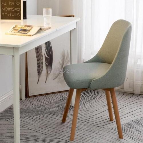 Nordic home dining chair leather simple desk stool backrest makeup chair modern milk tea shop restaurant solid wood dining chair