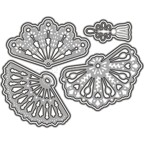 OOTDTY Mini French Fan Metal Cutting Dies for DIY Scrapbooking Photo Album Decorative