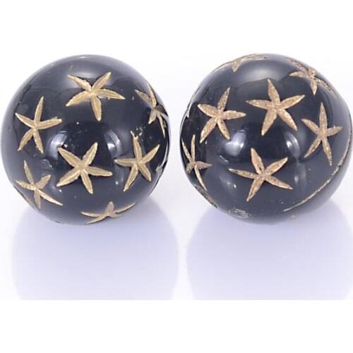 Wholesale 12mm Acrylic Round Beads With Gold Lined Star Antique Design Beads For Bracelet Jewelry Making Accessories