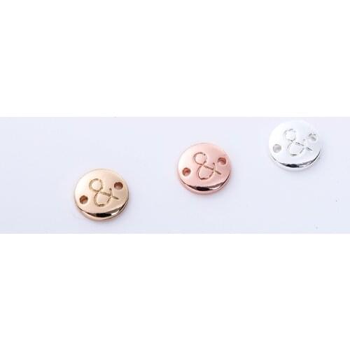 10mm Rose Gold Silver Double Hole Engraved & Punctuation Charms Pendant DIY Accessories For Handmade Earrings Bracelets Necklace