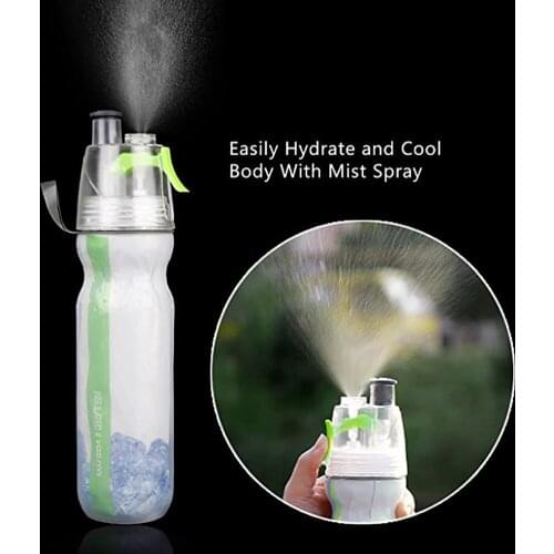 PE Large-Capacity 500ml Water Bottle With Spray Double-Layer Plastic Cold Insulation For Outdoor School Sports Bicycle Drinkware
