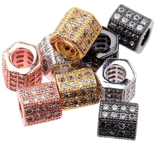 Supplies Micro Pave Geometric Shape DIY Beads For Women Top Zircon Roumd Copper Beads Making Bracelet Accessories BDYE019